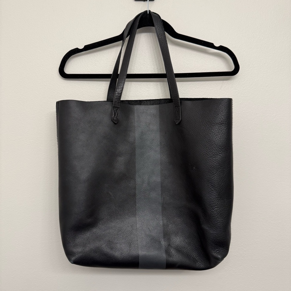 Madewell Paint Stripe Transport leather Tote - Black/Gray
